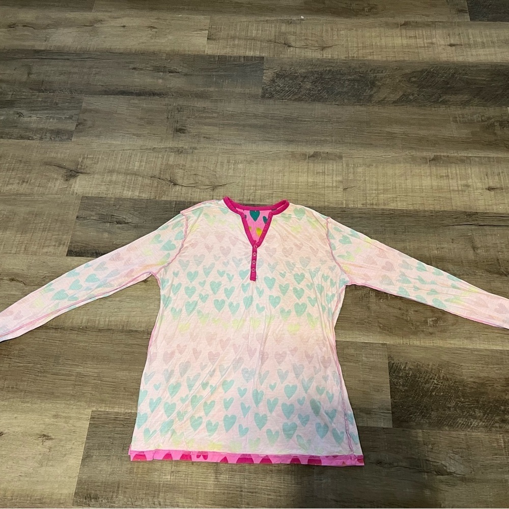 Little Sleepies Ombré Heart bamboo pajama TOP ONLY size Small - Picture 3 of 6